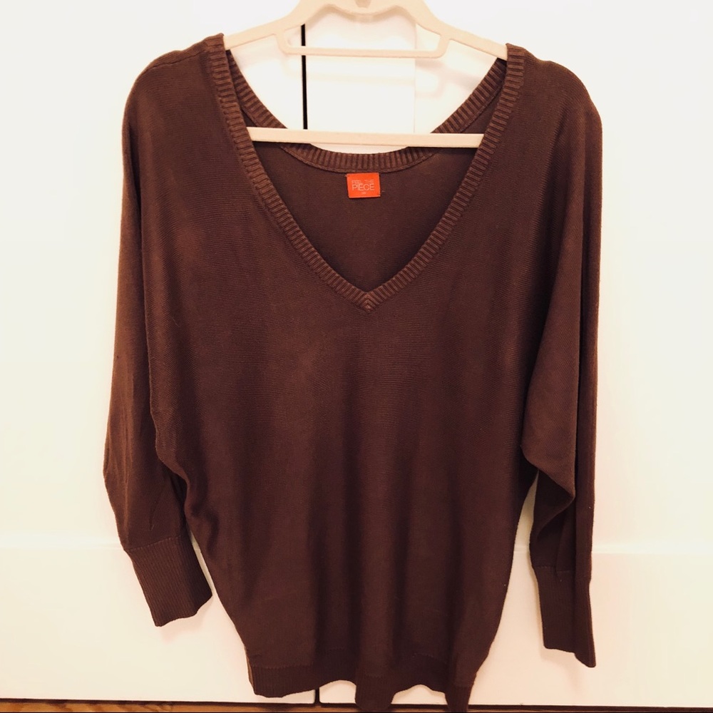 Soft reversible sweater with loose dolman sleeves